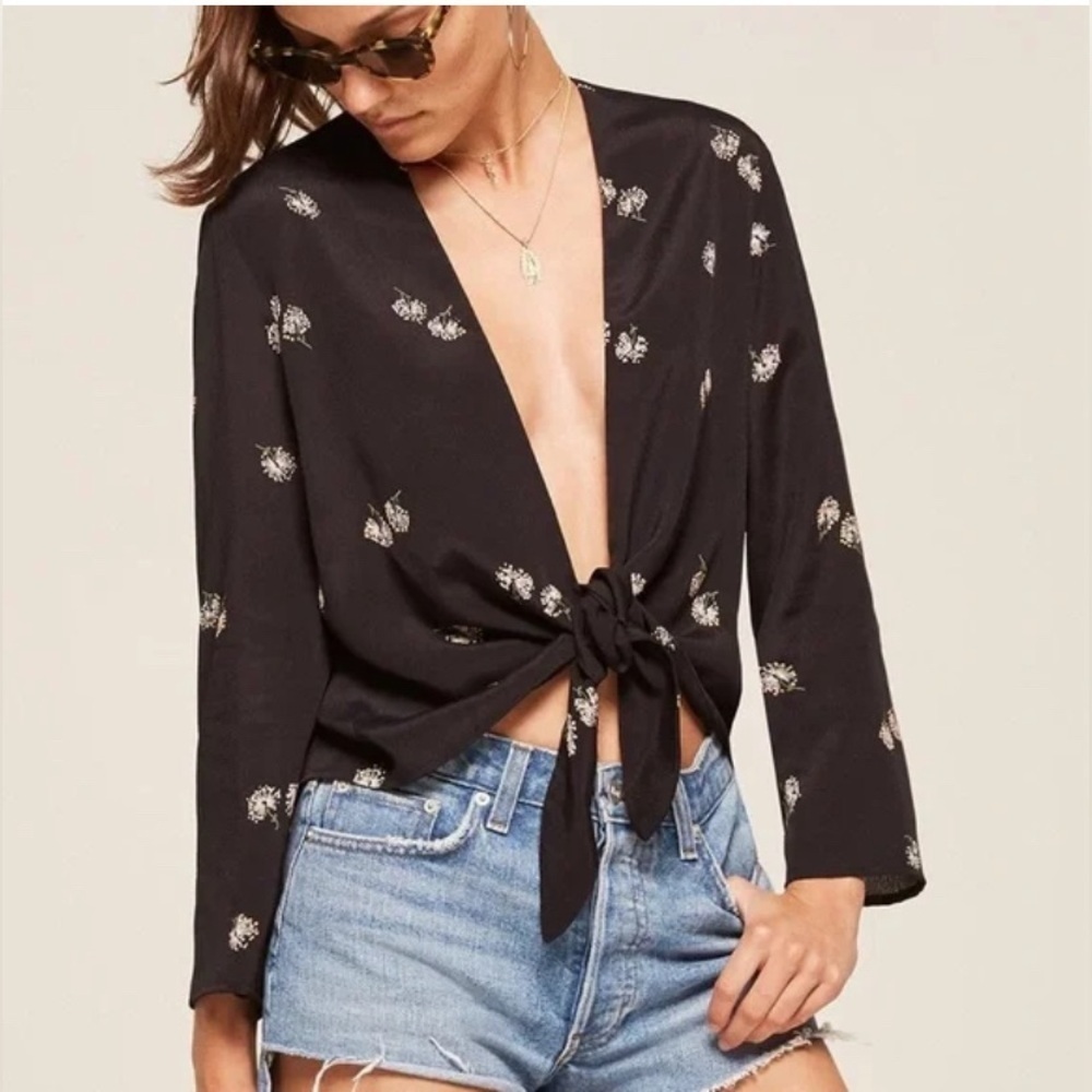 Reformation  Tie-Front Blouse